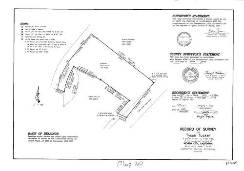 Click to see Record of Survey Book 15, pg. 160 (2014) of Nevada County Recorders Survey Maps Book 15