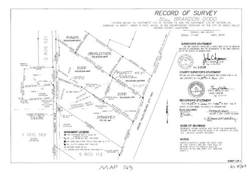 Click to see Record of Survey Book 15, pg. 163 (2014) of Nevada County Recorders Survey Maps Book 15