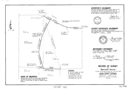 Click to see Record of Survey Book 15, pg. 164 (2014) of Nevada County Recorders Survey Maps Book 15
