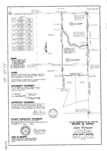 Click to see Record of Survey Book 15, pg. 165 (2014) of Nevada County Recorders Survey Maps Book 15