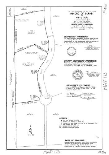 Click to see Record of Survey Book 15, pg. 173 (2014) of Nevada County Recorders Survey Maps Book 15