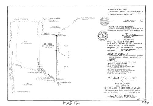 Click to see Record of Survey Book 15, pg. 174 (2014) of Nevada County Recorders Survey Maps Book 15