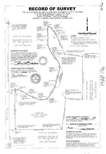 Click to see Record of Survey Book 15, pg. 176 (2014) of Nevada County Recorders Survey Maps Book 15