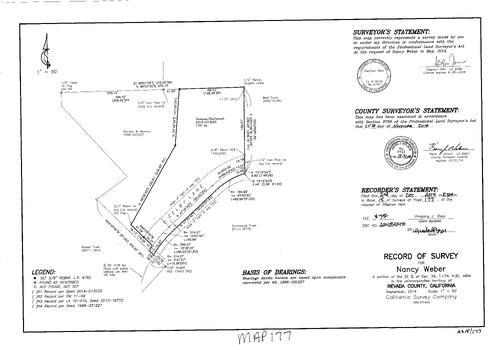 Click to see Record of Survey Book 15, pg. 177 (2014) of Nevada County Recorders Survey Maps Book 15