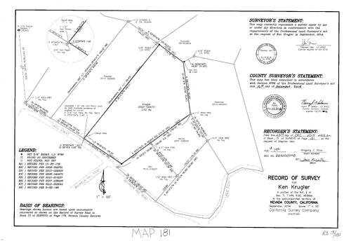 Click to see Record of Survey Book 15, pg. 181 (2014) of Nevada County Recorders Survey Maps Book 15