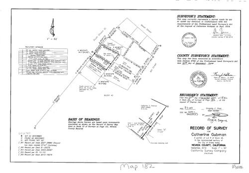 Click to see Record of Survey Book 15, pg. 182 (2014) of Nevada County Recorders Survey Maps Book 15
