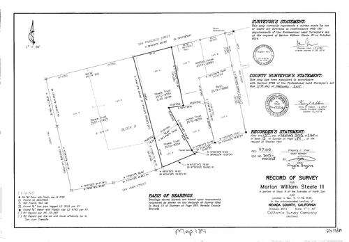 Click to see Record of Survey Book 15, pg. 184 (2015) of Nevada County Recorders Survey Maps Book 15