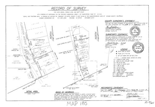 Click to see Record of Survey Book 15, pg. 185 (2015) of Nevada County Recorders Survey Maps Book 15