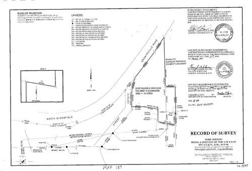 Click to see Record of Survey Book 15, pg. 187 (2015) of Nevada County Recorders Survey Maps Book 15