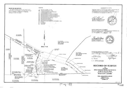 Click to see Record of Survey Book 15, pg. 188 (2015) of Nevada County Recorders Survey Maps Book 15