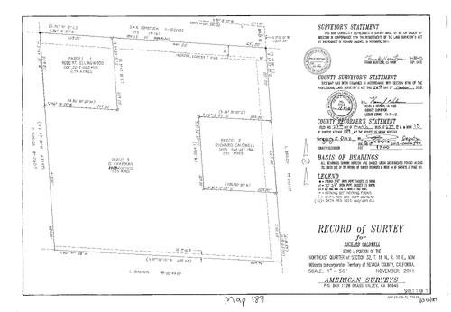Click to see Record of Survey Book 15, pg. 189 (2015) of Nevada County Recorders Survey Maps Book 15