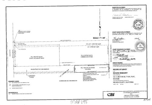 Click to see Record of Survey Book 15, pg. 195 (2015) of Nevada County Recorders Survey Maps Book 15
