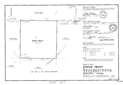 Click to see Record of Survey Book 15, pg. 203 (2015) of Nevada County Recorders Survey Maps Book 15