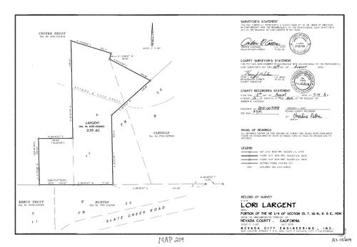 Click to see Record of Survey Book 15, pg. 209 (2015) of Nevada County Recorders Survey Maps Book 15