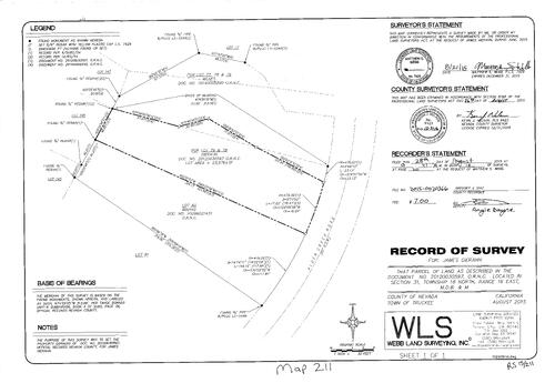 Click to see Record of Survey Book 15, pg. 211 (2015) of Nevada County Recorders Survey Maps Book 15