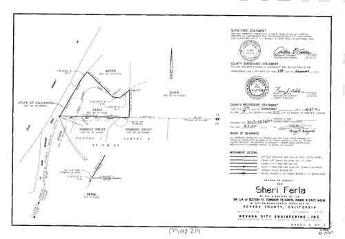 Click to see Record of Survey Book 15, pg. 214 (2015) of Nevada County Recorders Survey Maps Book 15