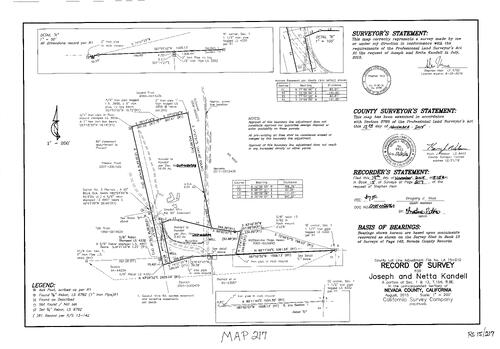Click to see Record of Survey Book 15, pg. 217 (2015) of Nevada County Recorders Survey Maps Book 15