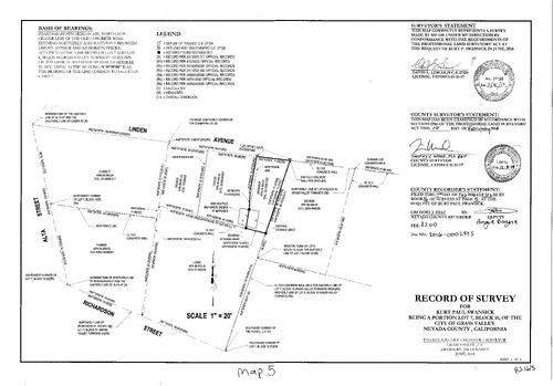 Click to see Record of Survey Book 16, pg. 5 (2016) of Nevada County Recorders Survey Maps Book 16