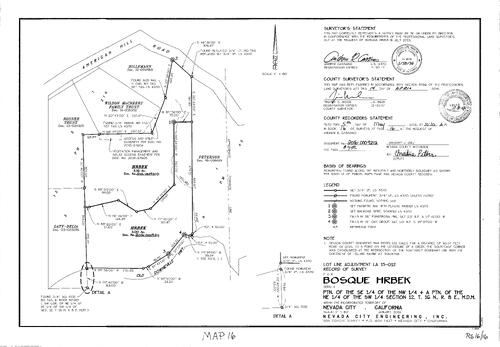Click to see Record of Survey Book 16, pg. 16 (2016) of Nevada County Recorders Survey Maps Book 16