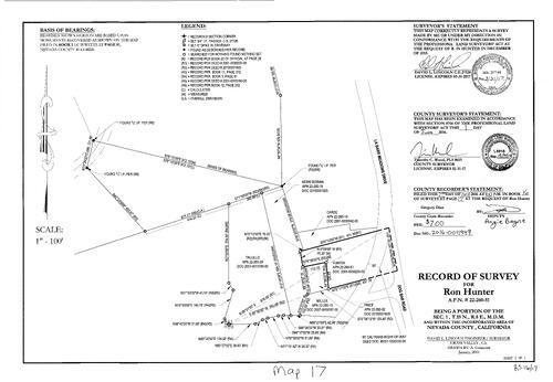 Click to see Record of Survey Book 16, pg. 17 (2016) of Nevada County Recorders Survey Maps Book 16