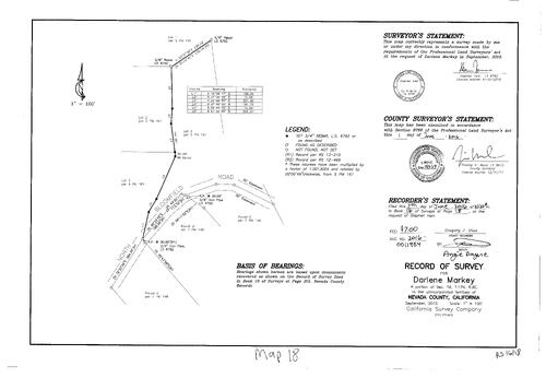 Click to see Record of Survey Book 16, pg. 18 (2016) of Nevada County Recorders Survey Maps Book 16