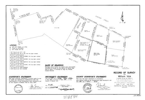 Click to see Record of Survey Book 16, pg. 034 (2016) of Nevada County Recorders Survey Maps Book 16