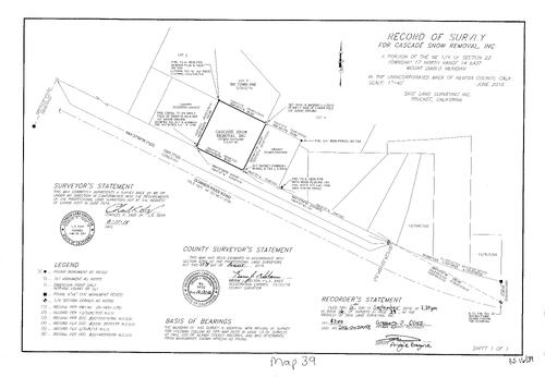Click to see Record of Survey Book 16, pg. 039 (2016) of Nevada County Recorders Survey Maps Book 16
