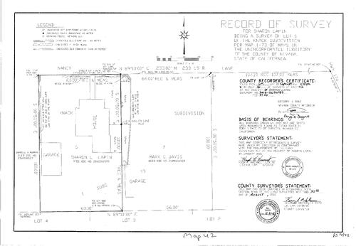 Click to see Record of Survey Book 16, pg. 042 (2016) of Nevada County Recorders Survey Maps Book 16