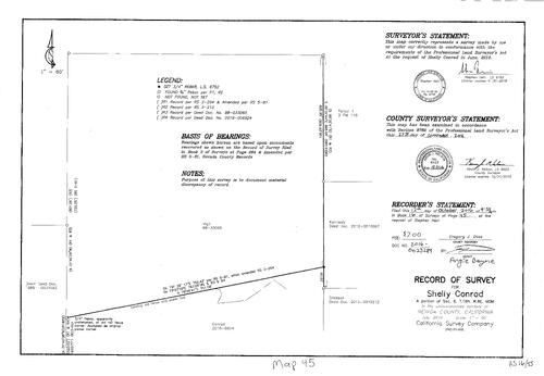 Click to see Record of Survey Book 16, pg. 045 (2016) of Nevada County Recorders Survey Maps Book 16