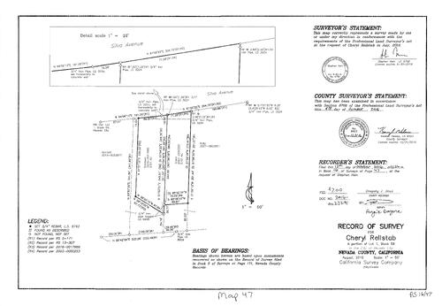 Click to see Record of Survey Book 16, pg. 047 (2016) of Nevada County Recorders Survey Maps Book 16