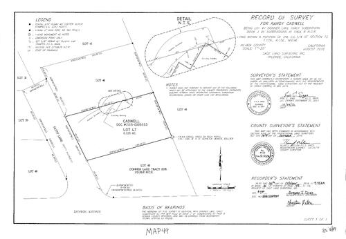 Click to see Record of Survey Book 16, pg. 049 (2016) of Nevada County Recorders Survey Maps Book 16