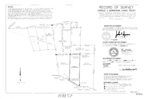 Click to see Record of Survey Book 16, pg. 052 (2016) of Nevada County Recorders Survey Maps Book 16