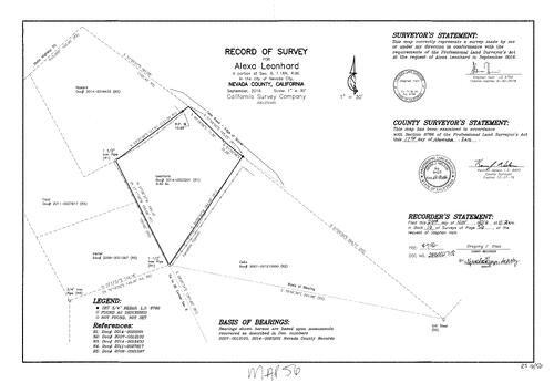 Click to see Record of Survey Book 16, pg. 056 (2016) of Nevada County Recorders Survey Maps Book 16