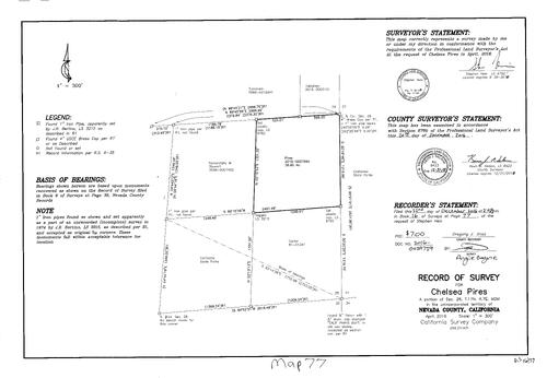 Click to see Record of Survey Book 16, pg. 077 (2016) of Nevada County Recorders Survey Maps Book 16