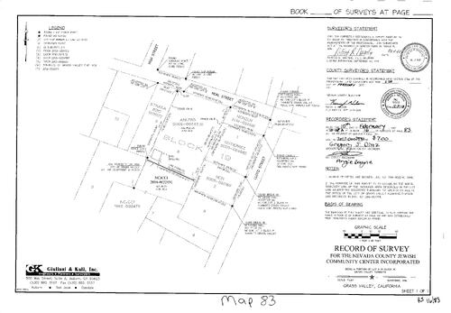 Click to see Survey Map Book 16, pg. 83 of Nevada County Recorders Survey Maps Book 16
