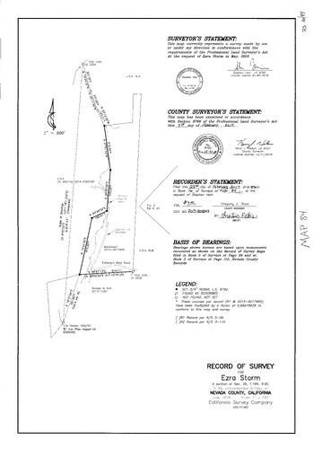 Click to see Survey Map Book 16, pg. 84 of Nevada County Recorders Survey Maps Book 16