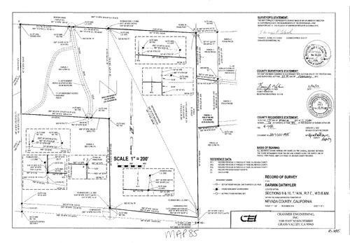 Click to see Survey Map Book 16, pg. 85 of Nevada County Recorders Survey Maps Book 16