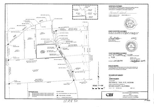 Click to see Survey Map Book 16, pg. 86 of Nevada County Recorders Survey Maps Book 16