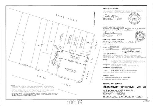 Click to see Survey Map Book 16, pg. 88 of Nevada County Recorders Survey Maps Book 16