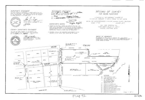 Click to see Survey Map Book 16, pg. 92 of Nevada County Recorders Survey Maps Book 16