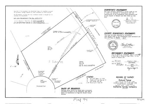 Click to see Survey Map Book 16, pg. 94 of Nevada County Recorders Survey Maps Book 16