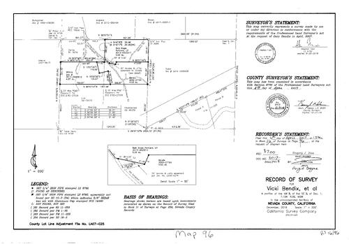 Click to see Survey Map Book 16, pg. 96 of Nevada County Recorders Survey Maps Book 16
