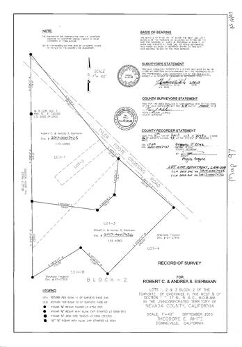 Click to see Survey Map Book 16, pg. 97 of Nevada County Recorders Survey Maps Book 16