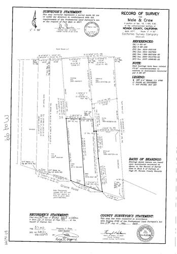 Click to see Survey Map Book 16, pg. 99 of Nevada County Recorders Survey Maps Book 16