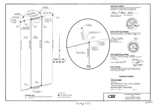 Click to see Survey Map Book 16, pg. 103 of Nevada County Recorders Survey Maps Book 16
