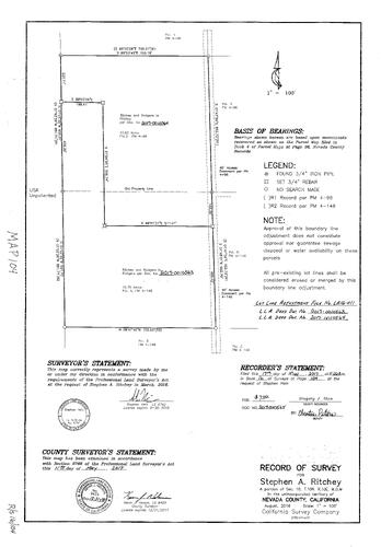 Click to see Survey Map Book 16, pg. 104 of Nevada County Recorders Survey Maps Book 16