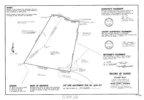 Click to see Survey Map Book 16, pg. 106 of Nevada County Recorders Survey Maps Book 16