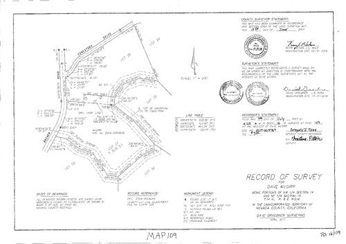 Click to see Survey Map Book 16, pg. 109 of Nevada County Recorders Survey Maps Book 16