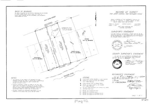 Click to see Survey Map Book 16, pg. 112 of Nevada County Recorders Survey Maps Book 16