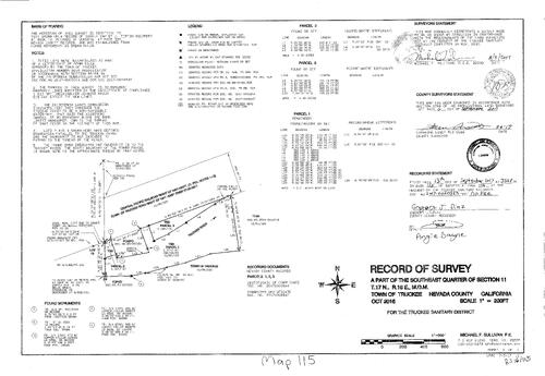 Click to see Survey Map Book 16, pg. 115 of Nevada County Recorders Survey Maps Book 16